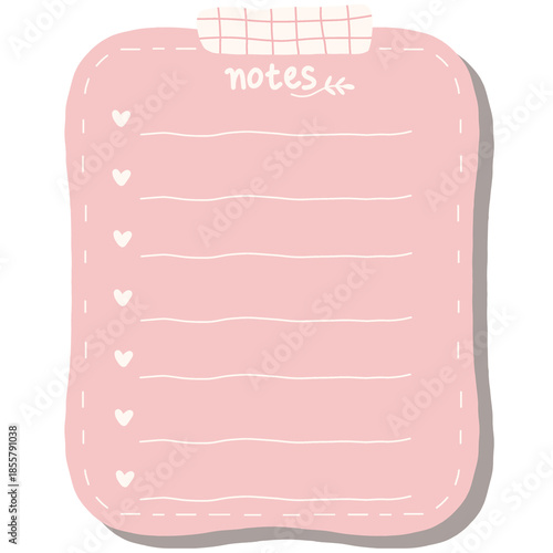 Pink Note with Heart and Grid Tape