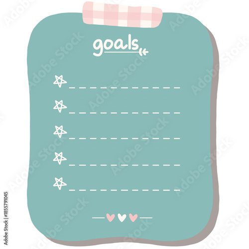 Cute Pastel Notepad with Start and Heart