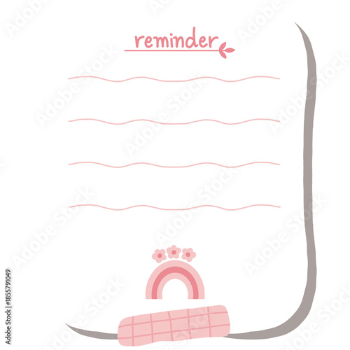 Memo Note with Rainbow and Flower Illustration
