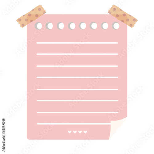 Pink Notepad with Washi Tape Illustration