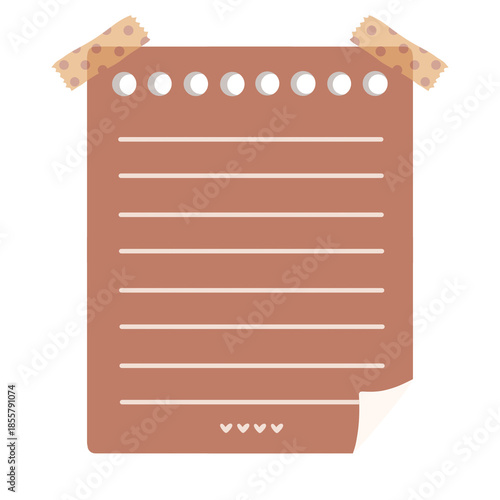 Brown Paper Note with Washi Tape Illustration