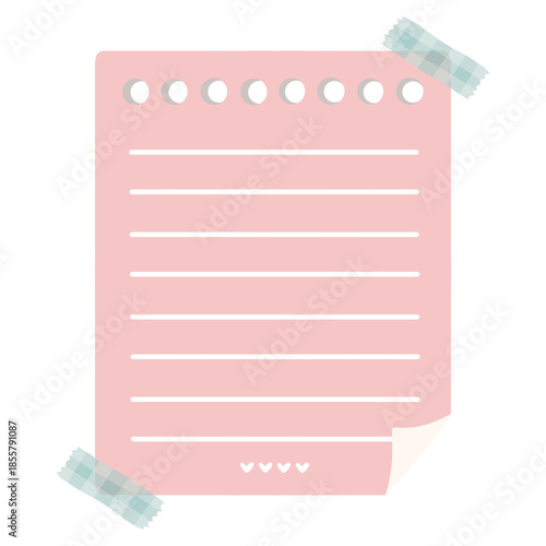 Pink Note Paper with Washi Tape