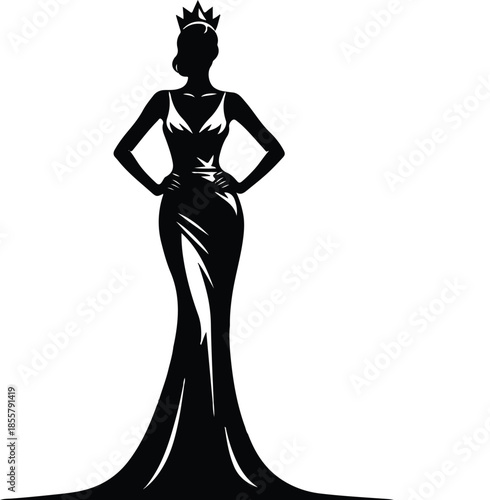 High-Fashion Tundra Goddess – Statuesque Silhouette with Mountain and Ice Geometry