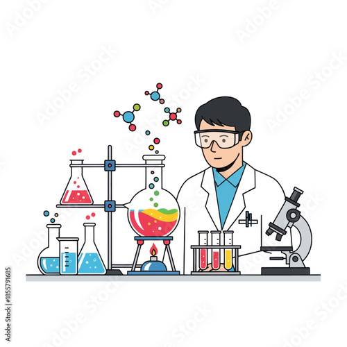 Innovative Laboratory Scientist Conducting Chemical Experiments with Modern Equipment and Precision