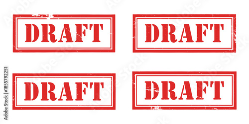 Four red draft stamps on white background for editing purposes