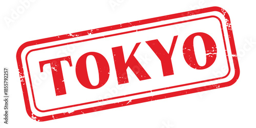 Red tokyo stamp isolated on white background with distressed texture