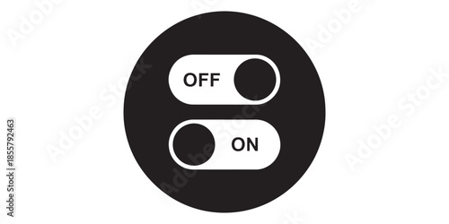 Black toggle switch button icons on white background for on off