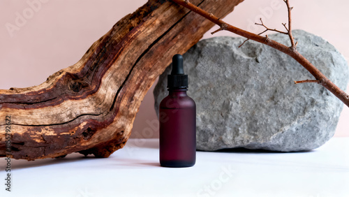 Minimal Black Cosmetic Tube on Beach Rocks at Sunset