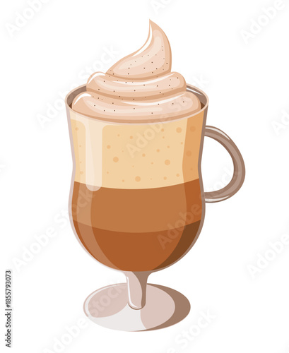 Coffee Latte with Cream Vector Illustration