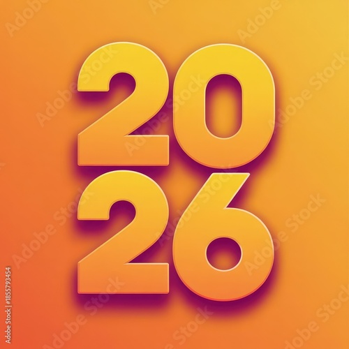 3D 2026 number design representing the year 2026 on background	