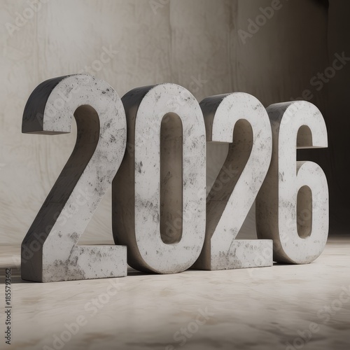 3D 2026 number design representing the year 2026 on background	