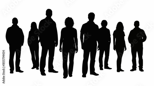 Diverse Group of People Silhouettes Standing Together.