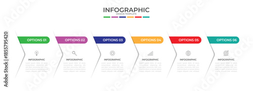 Vector Infographic design business template with icons and 6 options or steps. Can be used for process diagram, presentations, workflow layout, banner, flow chart, info graph