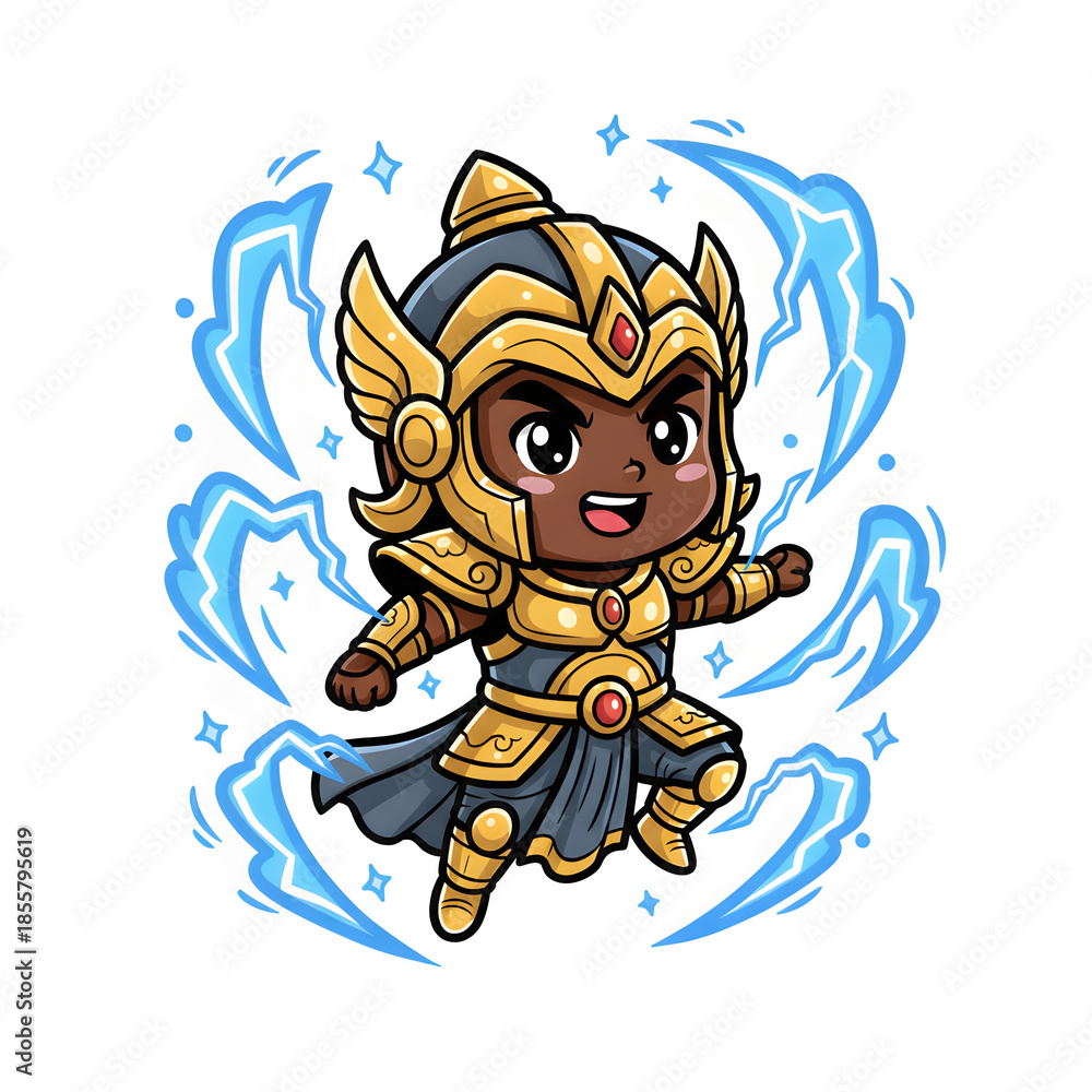 Naklejka premium Cute Gatotkaca Chibi Cartoon Vector