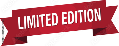 Limited edition ribbon banner, exclusive product label design, special offer promotion tag, modern marketing flat vector illustration