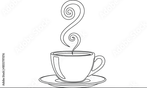 Steaming Coffee Cup Continuous Line Vector Keywords: coffee, cup, illustration icon silhouette
