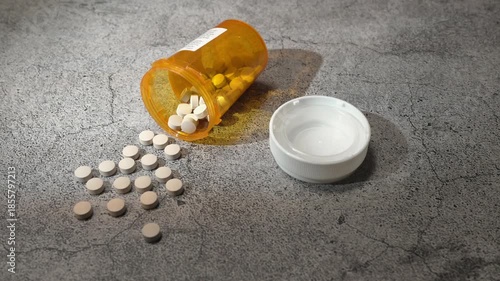 テーブルにこぼれた白い錠剤