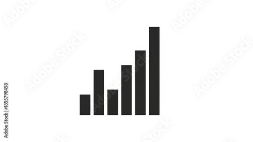 A simple bar graph showing an upward trend on a white background from a straightforward viewpoint