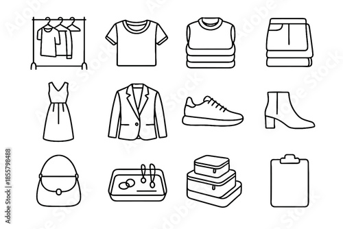 Icon compact folded fashion travel icons clipboard stack small sustainable midi vector