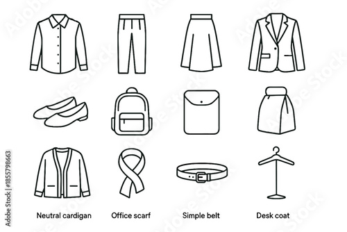 Shirt scarf smart flats vector icon reusable classic bag sustainable work fashion