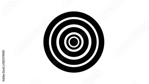 A black and white illustration of concentric circles viewed directly from the front