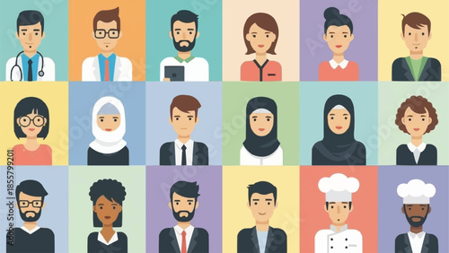 Diverse Group of Professional People Avatars.