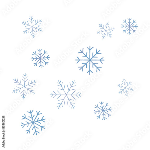 Simple snowflake icon set for Christmas and Happy New Year decor, winter holiday decoration.
