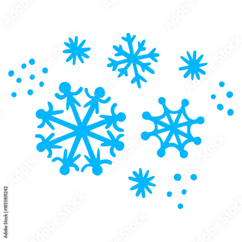 Simple snowflake icon set for Christmas and Happy New Year decor, winter holiday decoration.