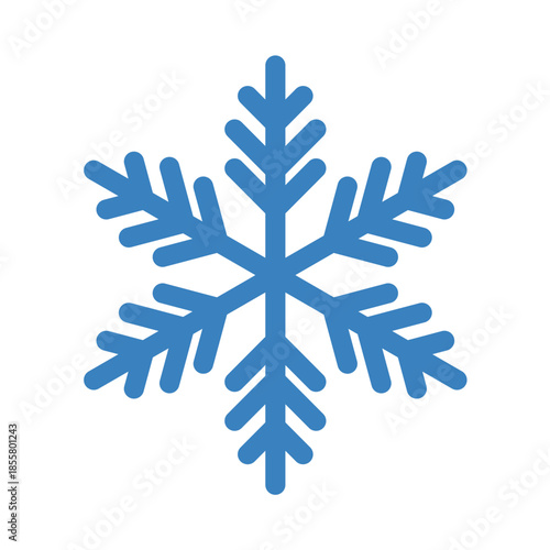 Snowflake icon isolated, minimalist winter snow symbol