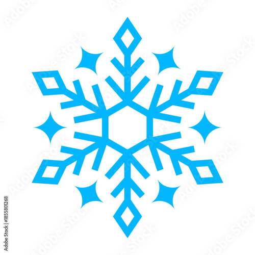 Snowflake icon isolated, minimalist winter snow symbol