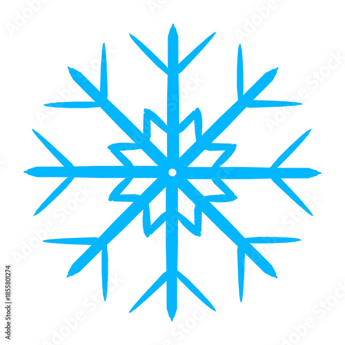 Snowflake icon isolated, minimalist winter snow symbol