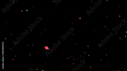 クラッカーと舞い散る紙吹雪の背景素材　中央と両サイド（黒い背景）