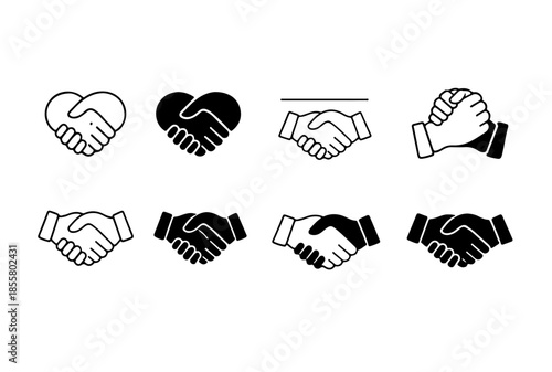 Handshake Icons Pack – Partnership & Agreement Symbols