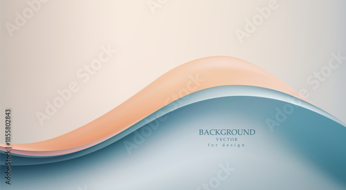 Vector abstract background with soft flowing waves in peach and blue colors. Minimal modern design suitable for branding, presentations, banners, posters, and elegant graphic layouts.