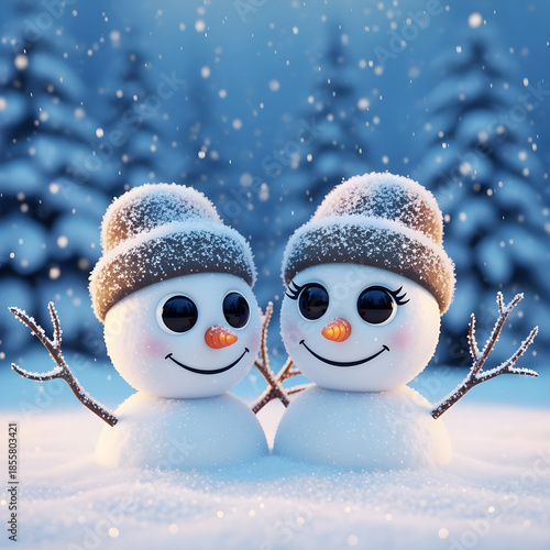 Snowman smiles: winter wonderland brings joyful cheer