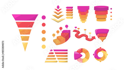 Colorful Data Funnel and Infographic Elements for Business Analysis.