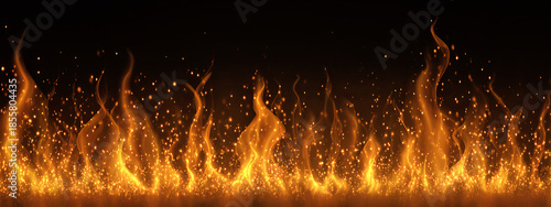 Small Dancing Flames in Dark Background with Glowing Sparks