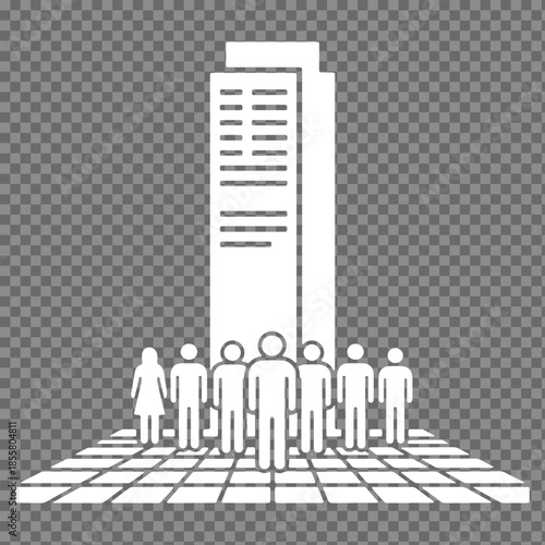 Corporate Team and Headquarters Icon Business Organization and Skyscraper Symbol