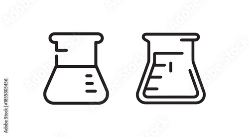 Professional Erlenmeyer Flask Laboratory Glassware Icons for Chemistry and Science Research