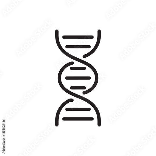 Minimalist DNA Double Helix Icon Vector for Science and Genetic Research