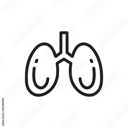 Human Lungs Line Icon for Respiratory Health and Pulmonology Medical Services