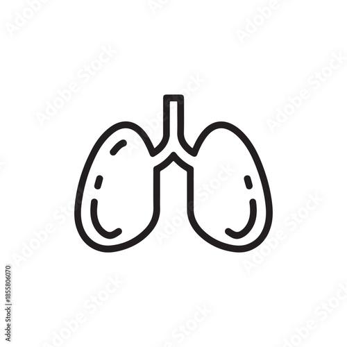Human Lungs Line Icon for Respiratory Health and Pulmonology Medical Services