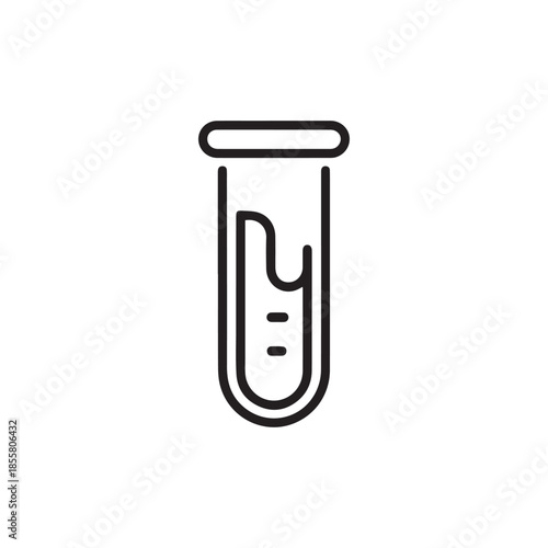 Laboratory Test Tube Line Art Icon Vector Illustration for Science and Medical Research