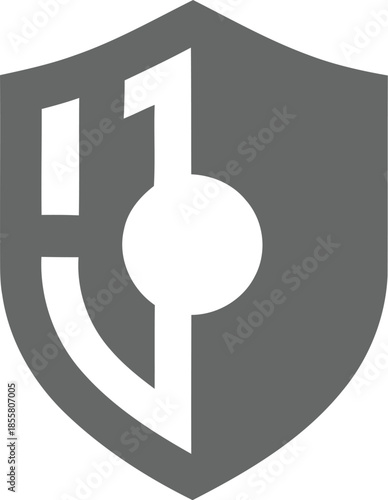 Modern Shield Logo Design Featuring a Stylized Abstract Character Within a Geometric Emblem