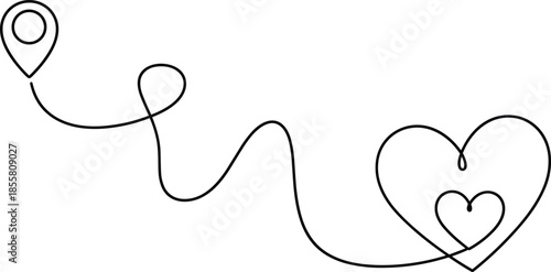 Location heart line illustration showing love route travel concept vector
