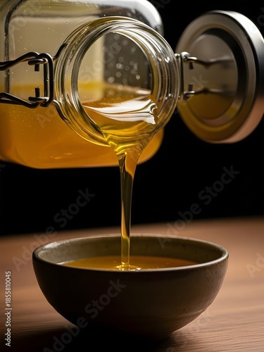 Pouring liquid clarified butter
