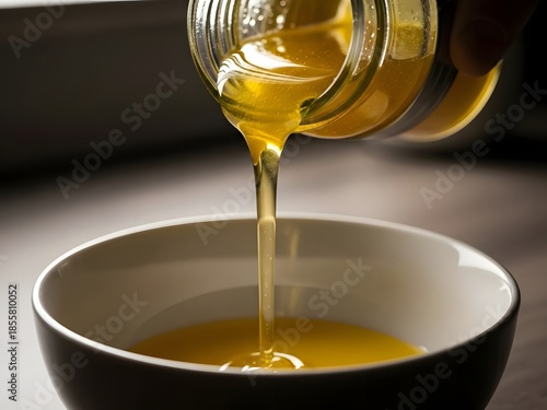 Pouring liquid clarified butter
