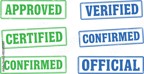 Approved verified certified confirmed official stamp vector set mbed illustration icon silhouette