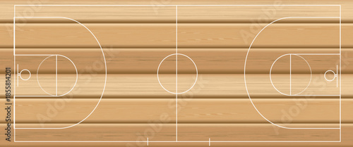 Basketball court floor with line on wood texture background. Vector illustration.
