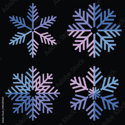 set of vector snowflakes
